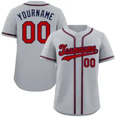 Gray Red-Navy Hook Classic Authentic Baseball Jersey 1