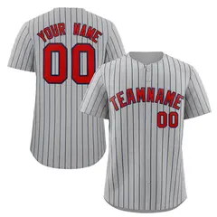 Gray Red-Navy Stripe Authentic Fashion Baseball Jersey