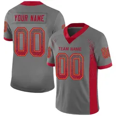 Gray Red-Orange Drift Fashion Authentic Mesh Football Jersey 1