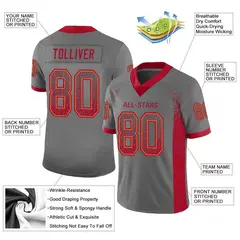Gray Red-Orange Drift Fashion Authentic Mesh Football Jersey 2