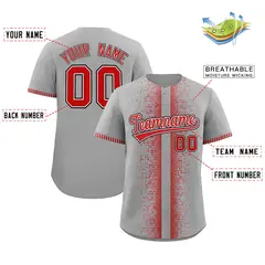 Gray Red Phonetic Rhythm Authentic Baseball Jersey 2