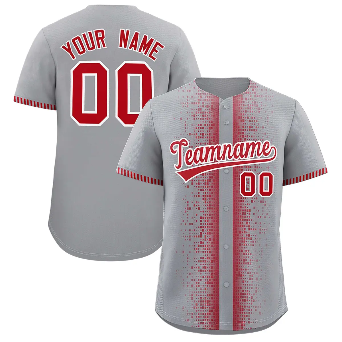 Gray Red Phonetic Rhythm Authentic Baseball Jersey
