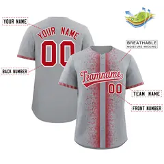 Gray Red Phonetic Rhythm Authentic Baseball Jersey 2