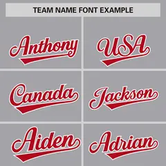 Gray Red Phonetic Rhythm Authentic Baseball Jersey 3
