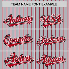 Gray Red Pinstripe Raglan Varsity Letterman Baseball Jacket 3