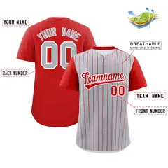Gray Red Pinstripe Two-Tone Authentic Baseball Jersey 2