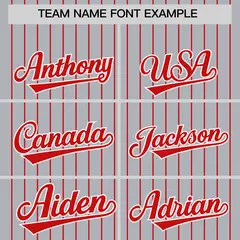 Gray Red Pinstripe Two-Tone Authentic Baseball Jersey 3