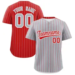 Gray Red Pinstripe Two-Tone Authentic Baseball Jersey 1
