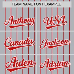 Gray Red Pinstripe Two-Tone Authentic Baseball Jersey 3