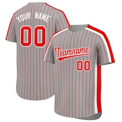 Gray Red Pinstripe Two-tone Side Authentic Baseball Jersey