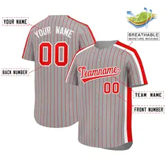 Gray Red Pinstripe Two-tone Side Authentic Baseball Jersey 2