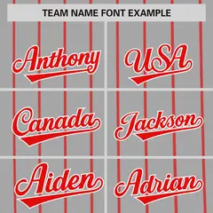 Gray Red Pinstripe Two-tone Side Authentic Baseball Jersey 3