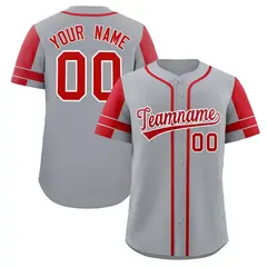 Gray Red Raglan Sleeve Authentic Baseball Jersey 1