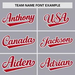 Gray Red Raglan Sleeve Authentic Baseball Jersey 3