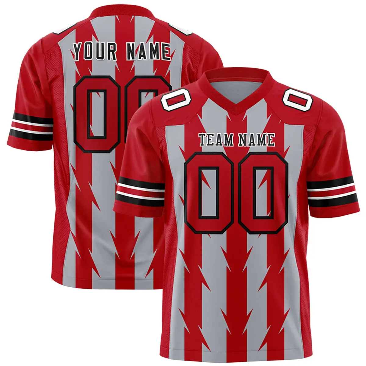 Gray Red Razr Stripe Graffiti Pattern Flag Football Jersey