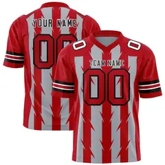 Gray Red Razr Stripe Graffiti Pattern Flag Football Jersey 1