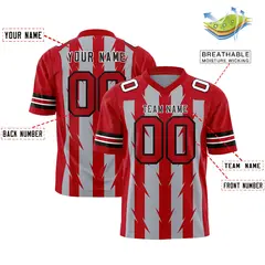 Gray Red Razr Stripe Graffiti Pattern Flag Football Jersey 2