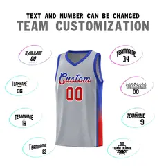 Gray Red-Royal Gradient Fashion Sports Basketball Jersey 4