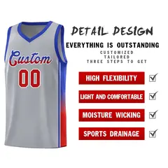 Gray Red-Royal Gradient Fashion Sports Basketball Jersey 5
