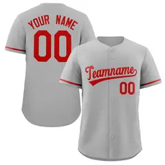 Gray Red Solid Classic Authentic Baseball Jersey