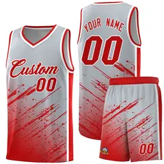 Gray Red Splash Basketball Kit for Team Play 1
