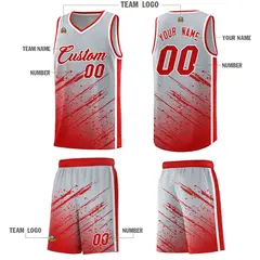 Gray Red Splash Basketball Kit for Team Play 5