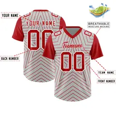 Gray Red Star Pattern Raglan Football Jersey 2