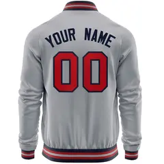 Gray Red Varsity Full-Zip Letterman Baseball Jacket 6