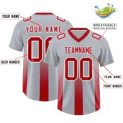 Gray Red Vertical Gradient Stripe Fashion Football Jersey 2
