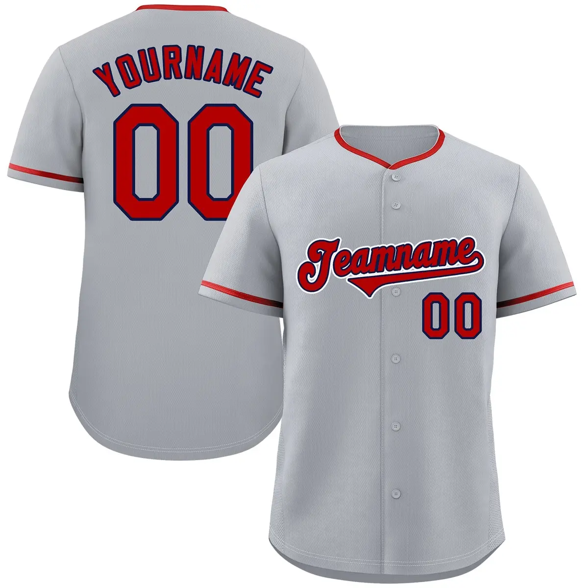 Gray Red-White Authentic Classic Baseball Jersey