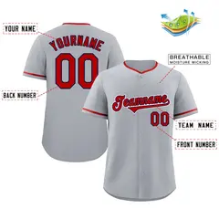Gray Red-White Authentic Classic Baseball Jersey 2
