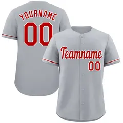 Gray Red-White Authentic Classic Baseball Jersey 1