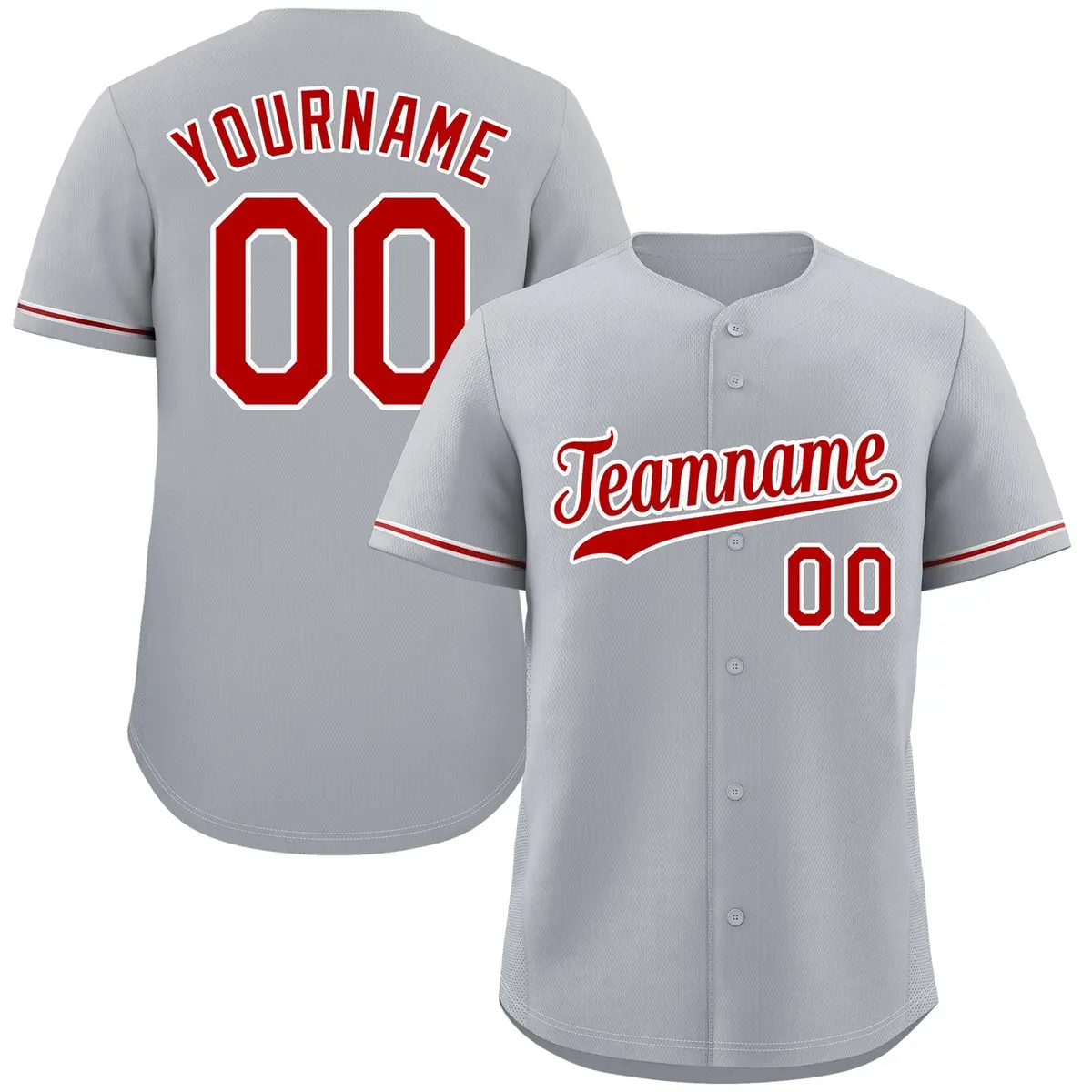 Gray Red-White Authentic Classic Baseball Jersey