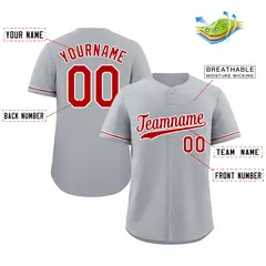 Gray Red-White Authentic Classic Baseball Jersey 2