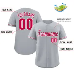Gray Red-White Authentic Classic Baseball Jersey 2