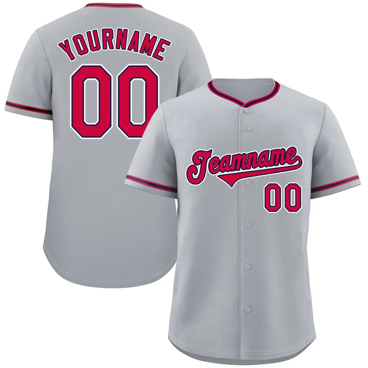 Gray Red-White Authentic Classic Baseball Jersey