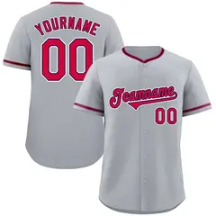 Gray Red-White Authentic Classic Baseball Jersey 1