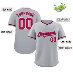 Gray Red-White Authentic Classic Baseball Jersey 2