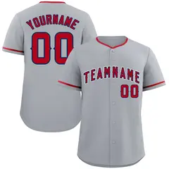 Gray Red-White Bull Classic Authentic Baseball Jersey 1