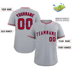 Gray Red-White Bull Classic Authentic Baseball Jersey 2