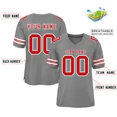 Gray Red-White Classic Style Authentic Football Jersey 2