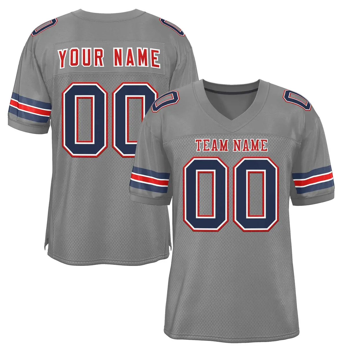 Gray Red-White Classic Style Authentic Football Jersey