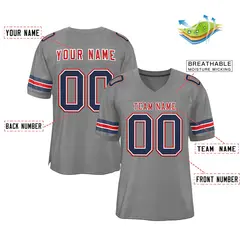 Gray Red-White Classic Style Authentic Football Jersey 2