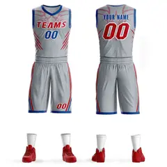 Gray Red-White Graffiti Claw Pattern Sets Basketball Jersey