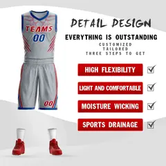 Gray Red-White Graffiti Claw Pattern Sets Basketball Jersey 2