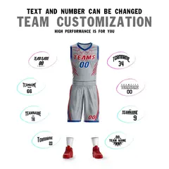 Gray Red-White Graffiti Claw Pattern Sets Basketball Jersey 4