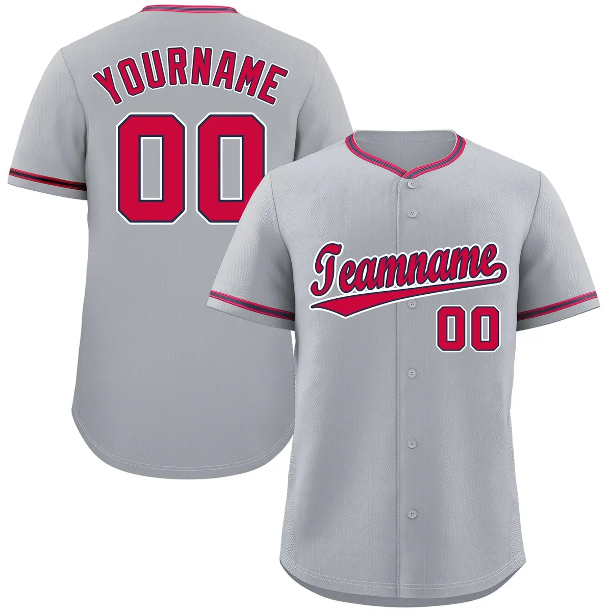 Gray Red-White Hook Classic Authentic Baseball Jersey