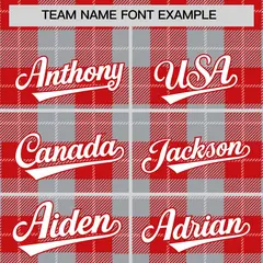 Gray Red-White Plaid Varsity Letterman Baseball Jacket 3