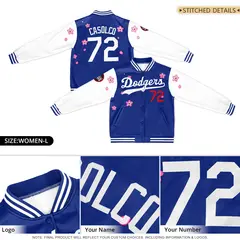 Gray Red-White Raglan Varsity Full-Snap Letterman Jacket 5
