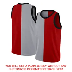 Gray Red-White Split Fashion Basketball Jersey 4